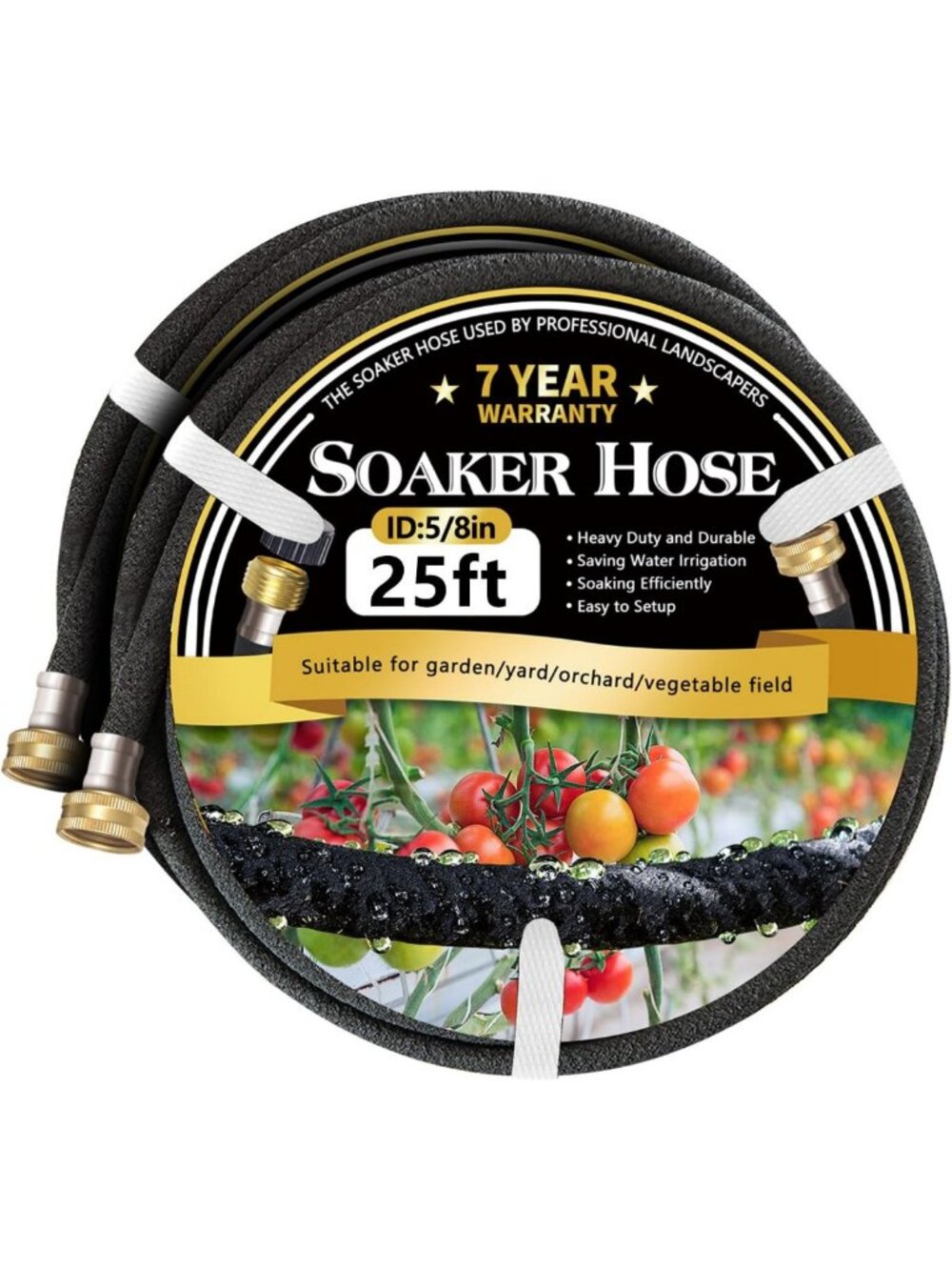 25ft Soaker Hose 2-Pack with Solid Brass Fittings - Efficient Watering Solution